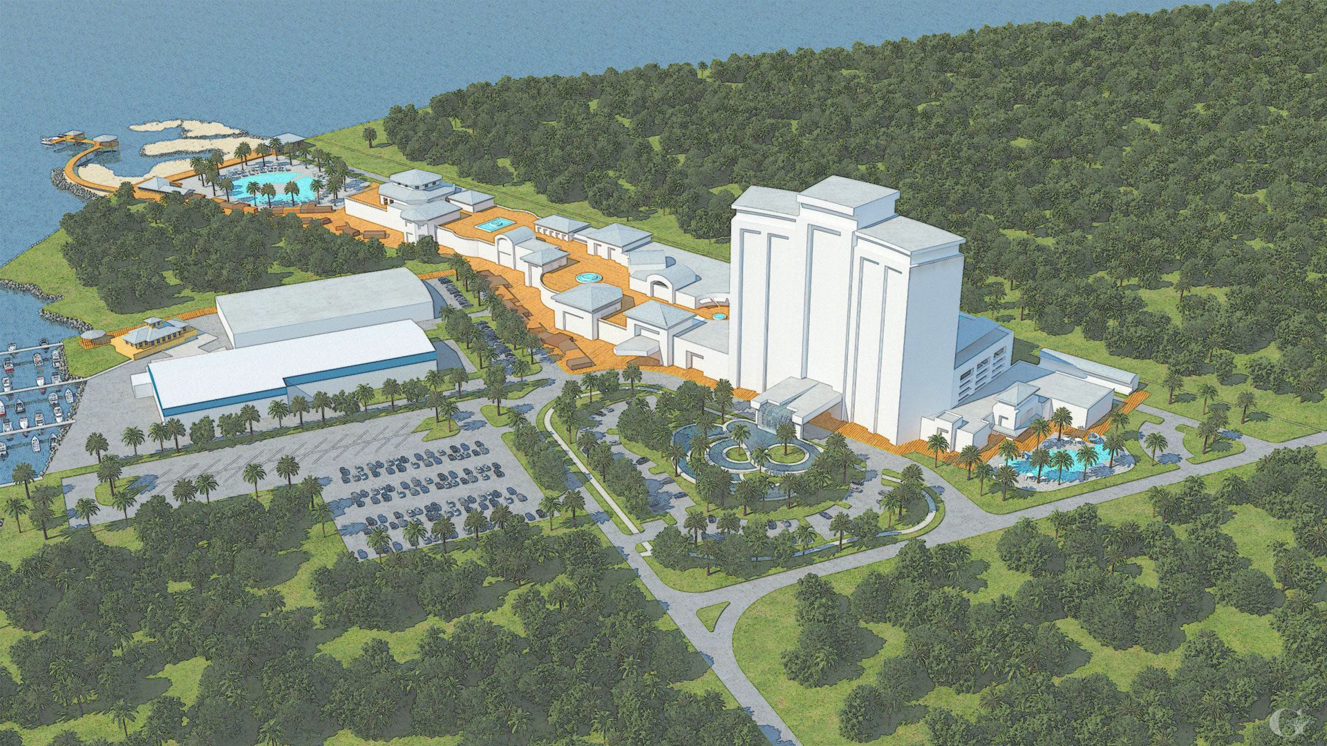 Biloxi Bay Hotel and Casino Concept, Aerial view client original