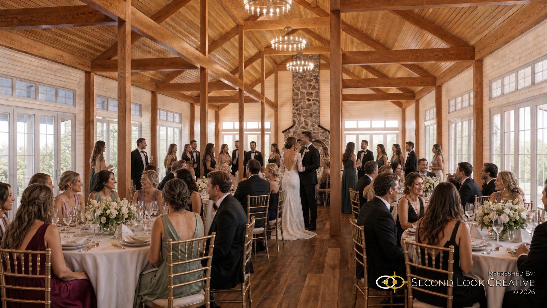 Owl's Nest White Mountains: Lakehouse Wedding Venue Refresh, Reception Hall refreshed original